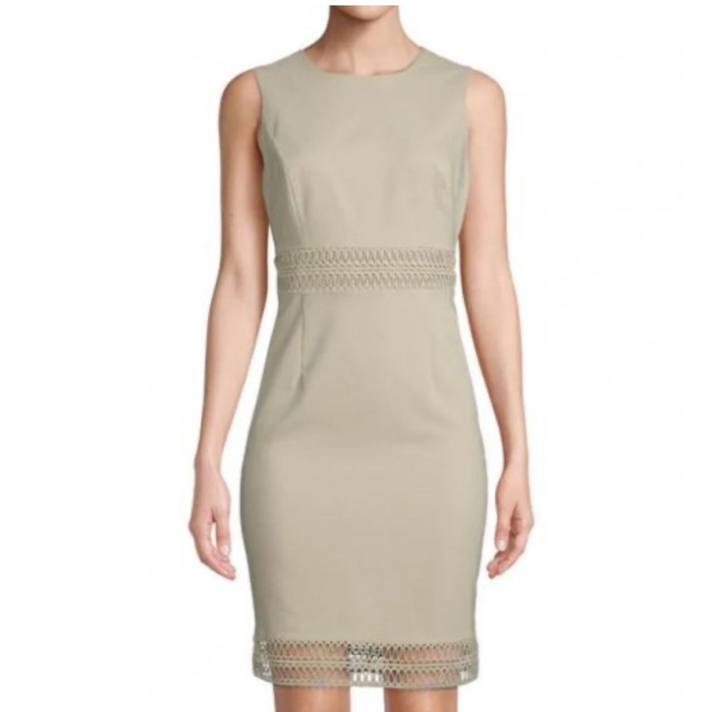Calvin Klein Tan Sleeveless Sheath Midi Dress